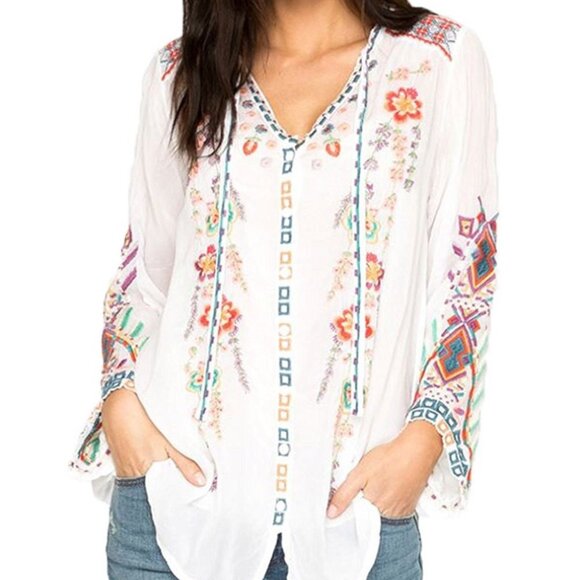 Johnny Was Alaura Blouse White - C14418 - Picture 1 of 1